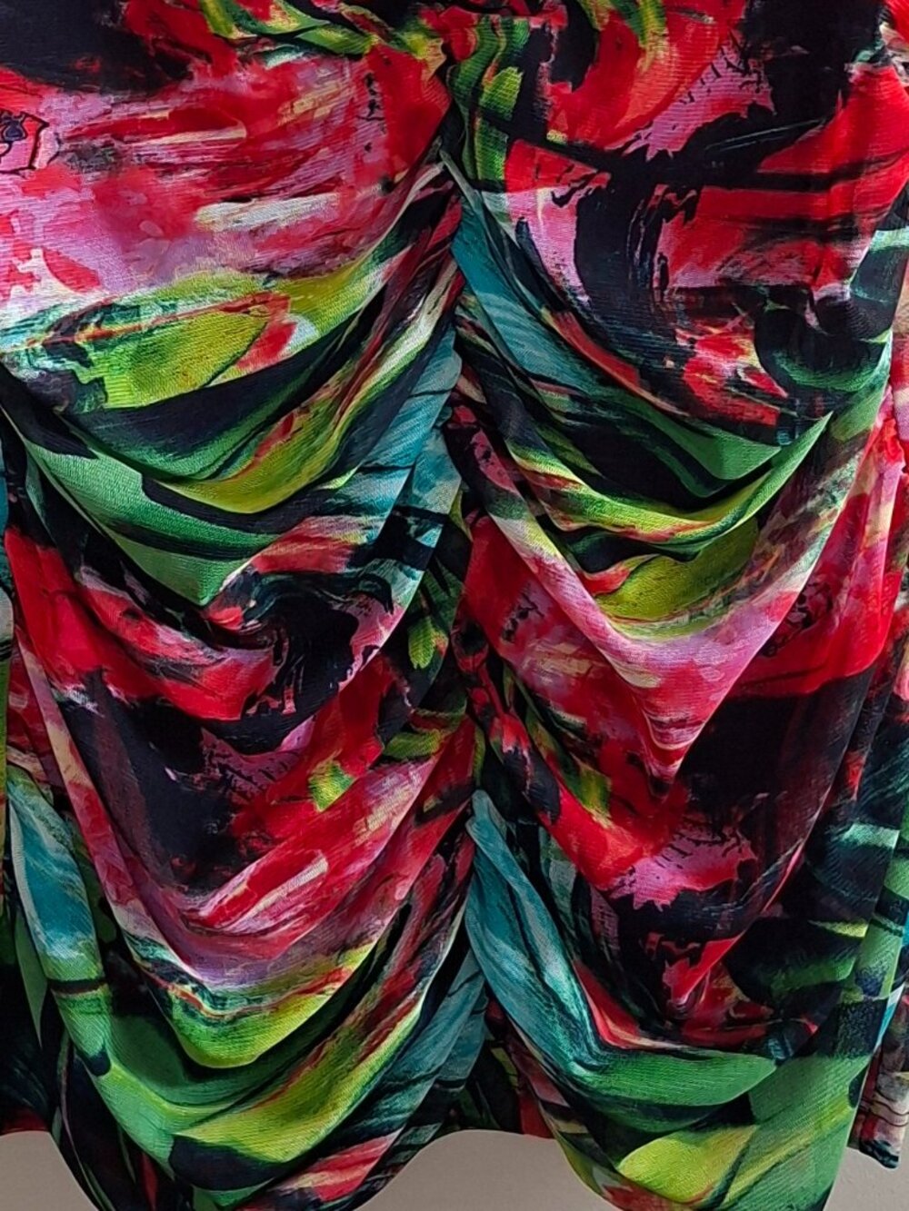 Libro Rouched Multi Red Black Green Top S Large - Picture 2 of 3